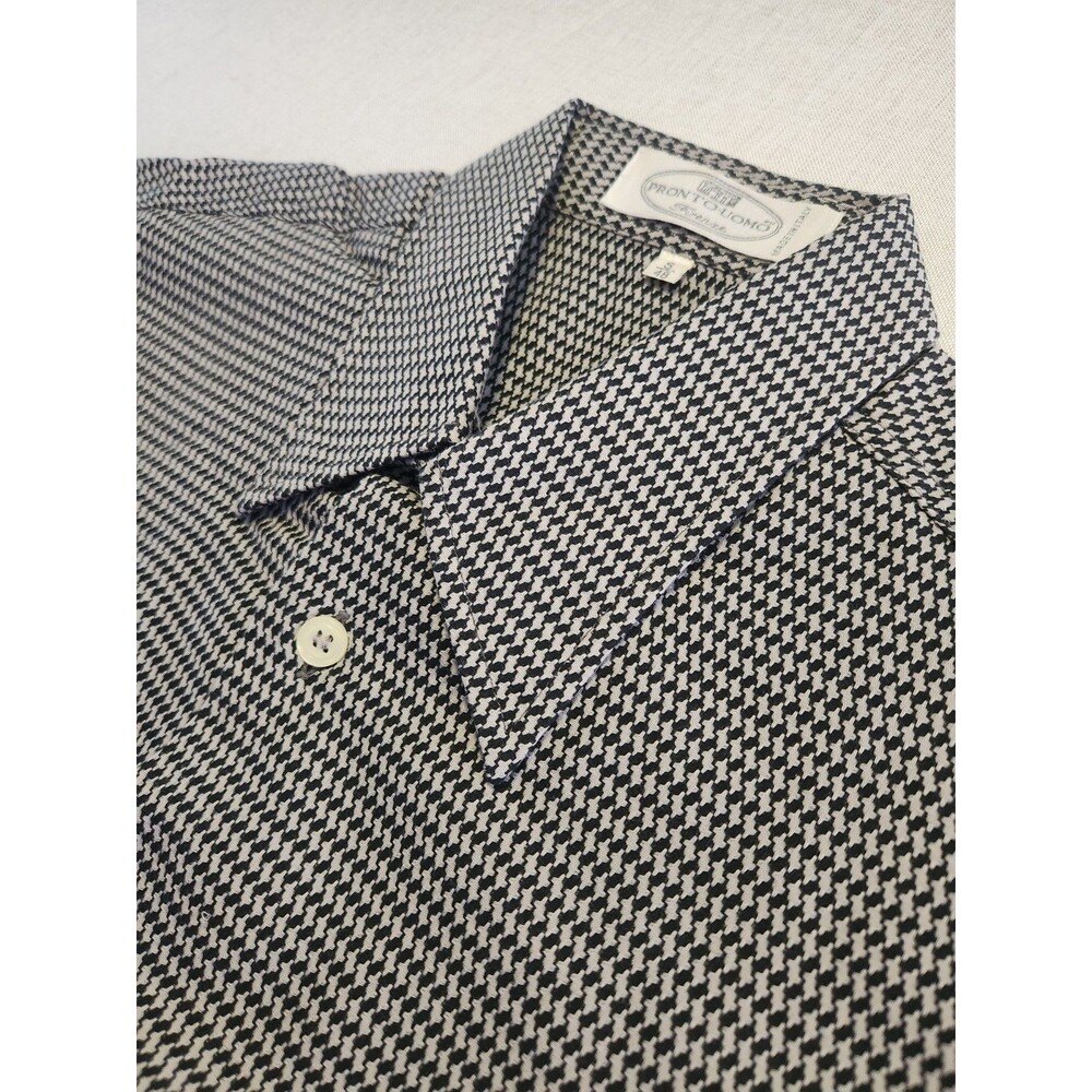 Pronto Uomo Men's Black/White Houndstooth SIZE S -Long Sleeve Dress Shirt #002